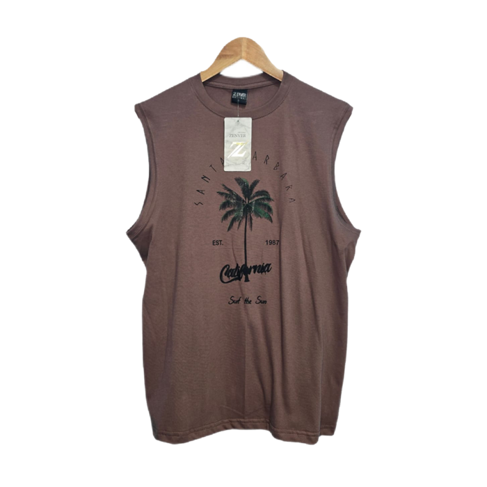 Musculosa de algodón con estampado California - Marrón