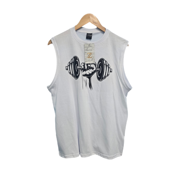 Musculosa de algodón con estampado Pesa en mano